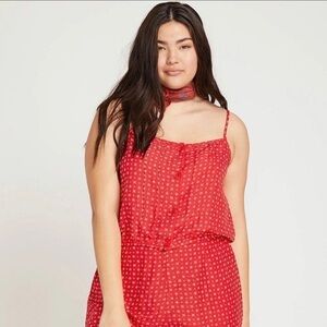 VOLCOM deep tracks red skirt and cami set